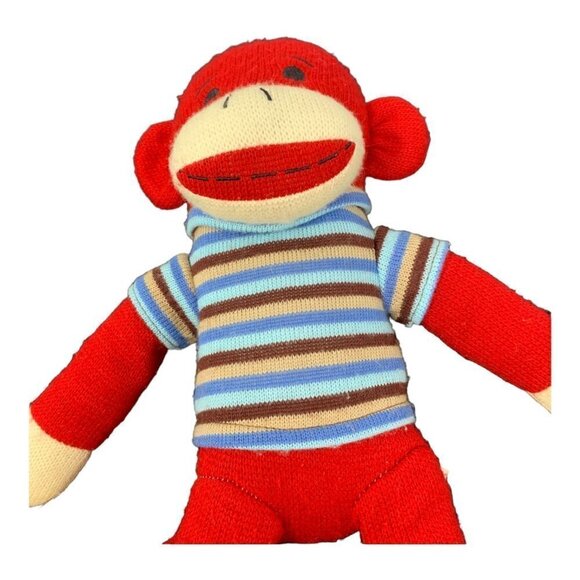 Sock Monkey Dan Dee Red Striped Shirt 18" Collectors Choice Plush Stuffed Animal - Picture 10 of 11